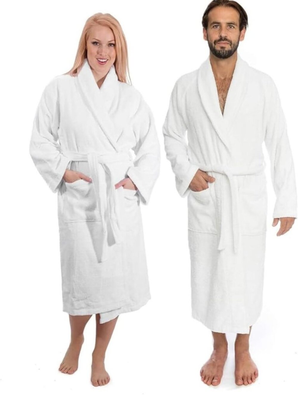 Luxury 100% Turkish Cotton Terry Cloth Bath Robe, Soft & Plush, Unisex, 400 GSM